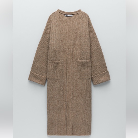 Zara long knitted coat - Picture 1 of 8